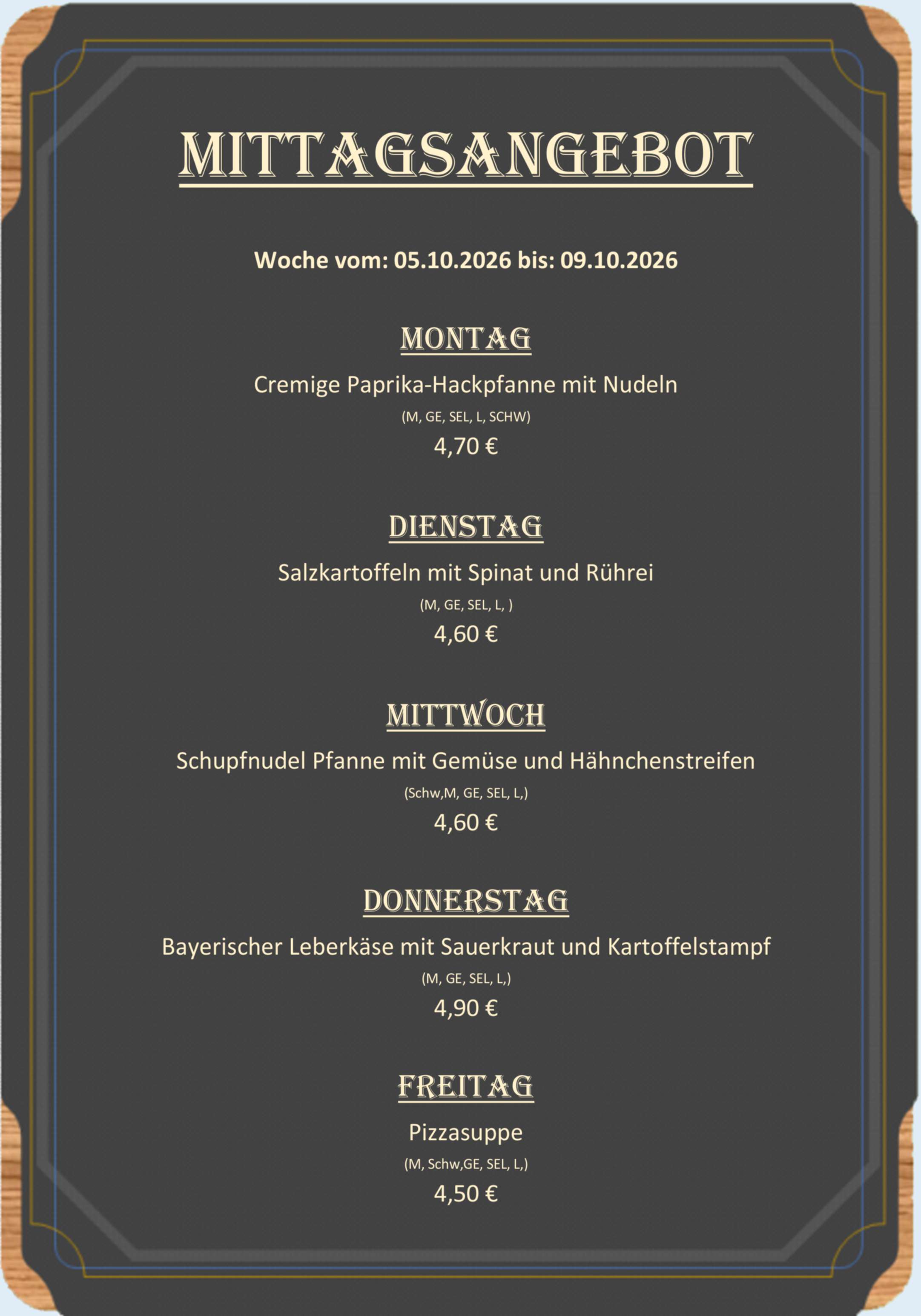 Speiseplan 05 10 26
